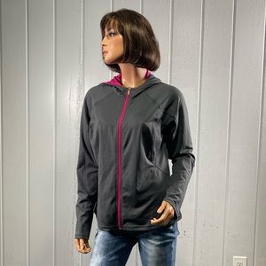 *Style & CO Sport Women's Dark Grey & Hot Pink Zip Up Hoodie Sz M